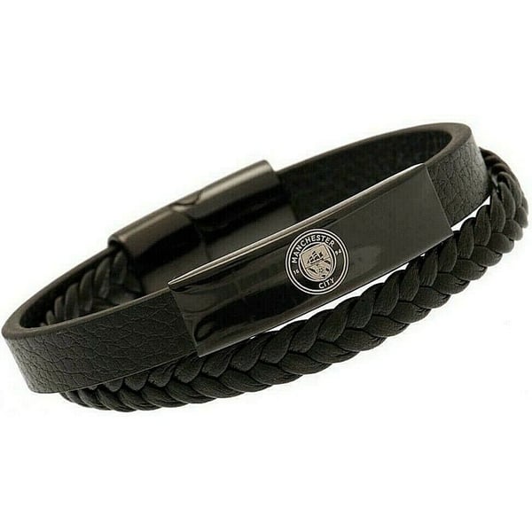 Manchester City FC Leather Crest Bracelet
