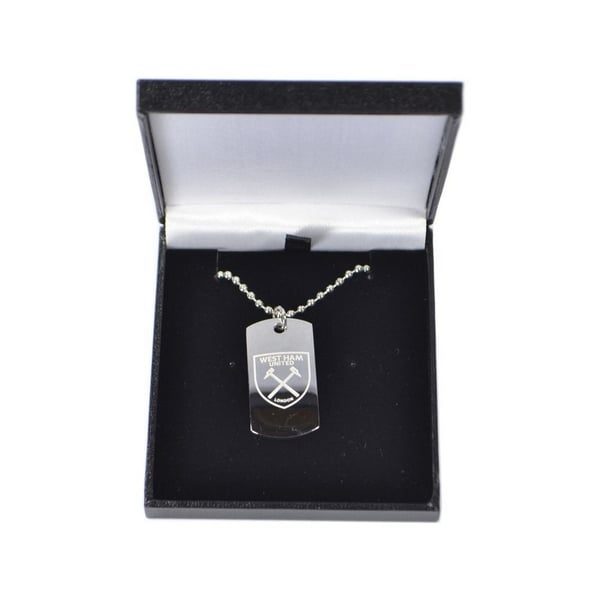 West Ham United FC Stainless Steel Engraved Crest Dog Tag And Chain