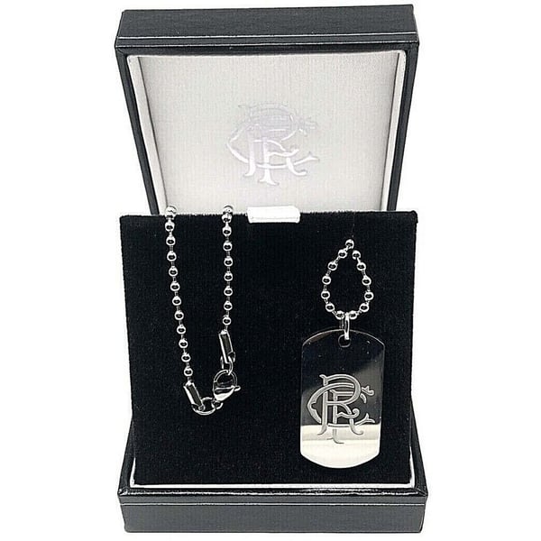 Rangers FC Stainless Steel Engraved Crest Dog Tag And Chain