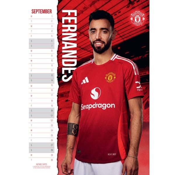 Manchester United FC 2025 A3 Wall Calendar