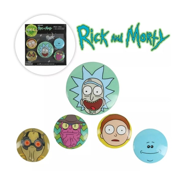 Rick And Morty Heads Badge (Pack of 5) Rick And Morty Heads Badge (Pack of 5)