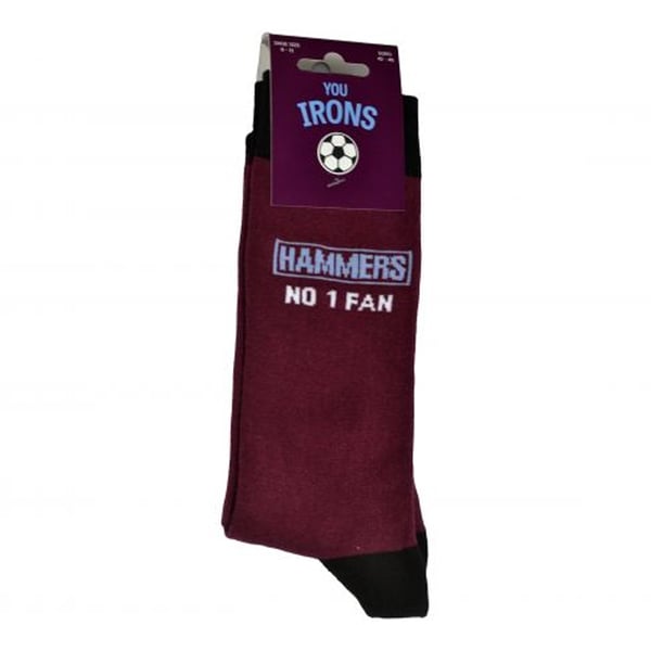 West Ham United FC Unisex Adult You Irons Hammers No.1 Fan Socks