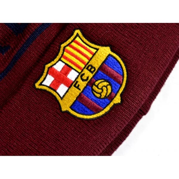 Barcelona FC Unisex Adult Text Knitted Bobble Beanie