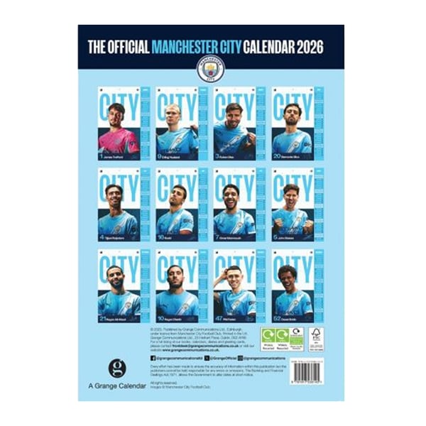 Manchester City FC A3 Wall Calendar