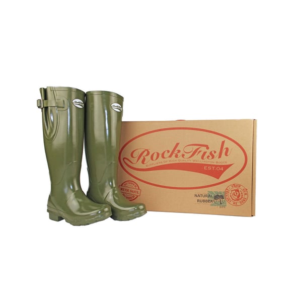 Rockfish Womens/Ladies Tall Adjustable Gloss Wellington