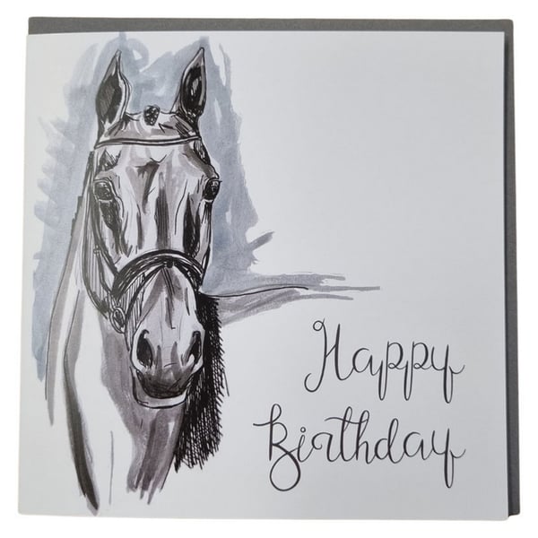 Gubblecote Thoroughbred Horse Watercolour Birthday Card