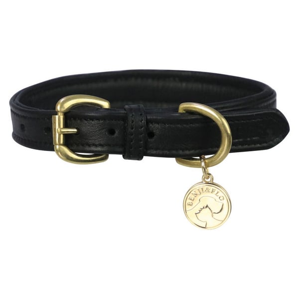 Benji & Flo Deluxe læder polstret hundehalsbånd Benji & Flo Deluxe læder polstret hundehalsbånd