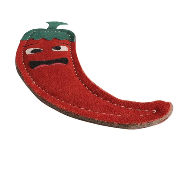 Benji & Flo Crazy Faces Jalapeno The Red Hot Chilli Suede Dog Toy
