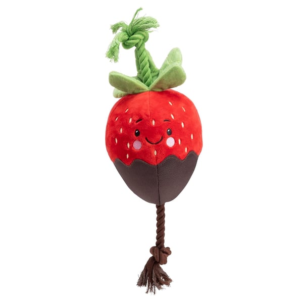 House Of Paws Chocolate Dipped Strawberry Plush Dog Toy