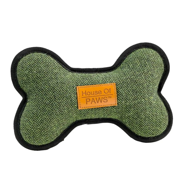 House Of Paws Bone Tweed Dog Squeak Toy