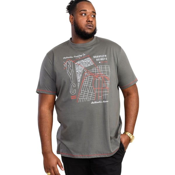 Duke Mens D555 Cobbler Nyc Printed Birdseye Kingsize T-Shirt