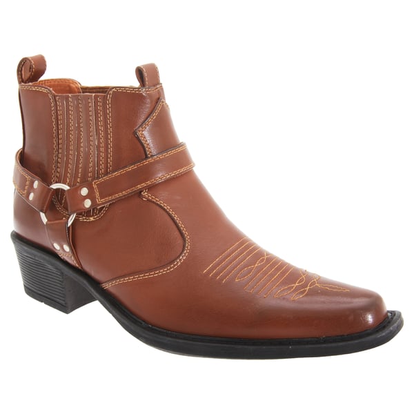 US Brass Mens Eastwood Cowboy Ankle Boots