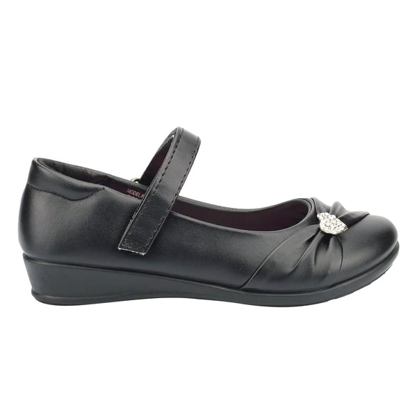 US Brass Girls Paige II Touch Fastening Bar Diamante Trim Shoes