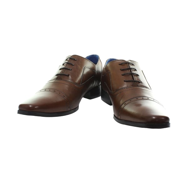 Roamers Mens 4 Eyelet Punched Cap Leather Oxford Shoes