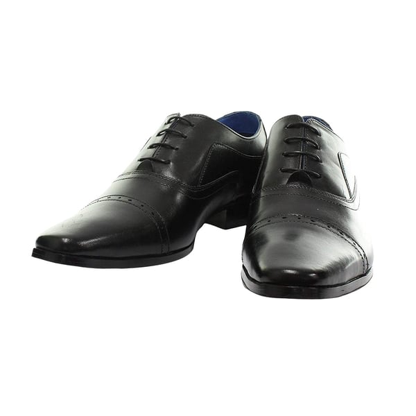 Roamers Mens 4 Eyelet Punched Cap Leather Oxford Shoes