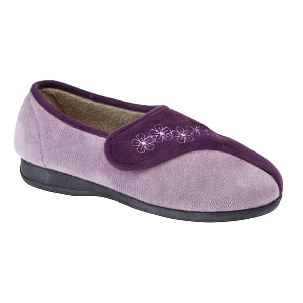 Sleepers Womens/Ladies Gemma Touch Fastening Embroidered Slippers