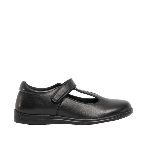 Roamers Childrens Girls Touch Fastening Leather School Shoes