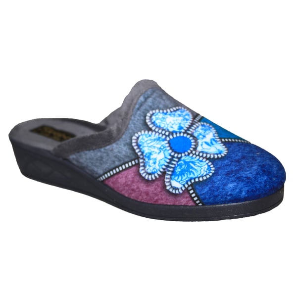 Sleepers Womens/Ladies Kimberly Flower Trim Mule Slippers