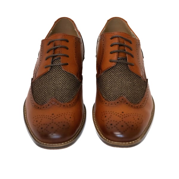 Goor Mens 4 Eye Leather Lined Brogue Gibson Shoe