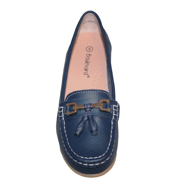 Boulevard Womens/Ladies Action Leather Tassle Loafers
