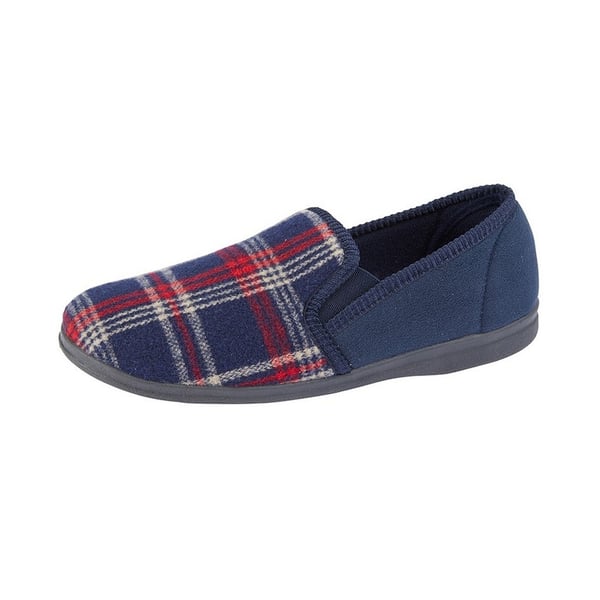 Sleepers Mens Jim Checked Velour Slippers