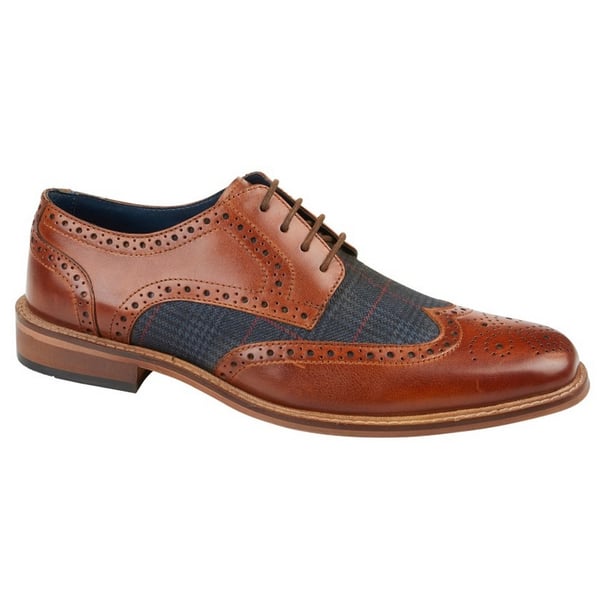 Roamers Mens Checked Leather Brogues Roamers Mens Checked Leather Brogues