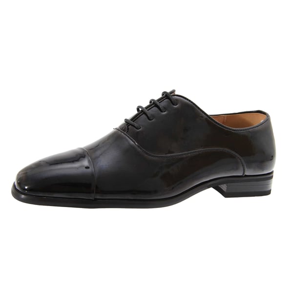 Goor Mens Pleated Cap Oxford Tie Patent Shoes