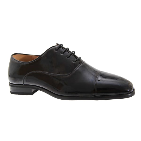 Goor Mens Pleated Cap Oxford Tie Patent Shoes