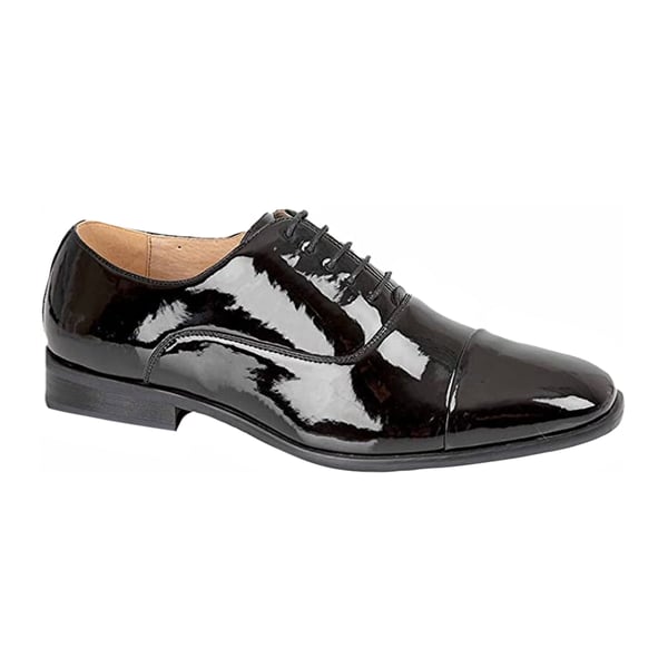 Goor Mens Pleated Cap Oxford Tie Patent Shoes