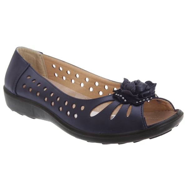 Boulevard Womens/Ladies Punched Open Toe Flower Casual Shoes Boulevard Womens/Ladies Punched Open Toe Flower Casual Shoes
