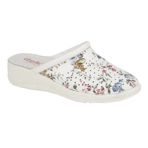 Dek Womens/Ladies Floral Leather Clogs Dek Womens/Ladies Floral Leather Clogs