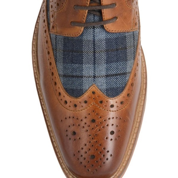 Roamers Mens Tartan Leather Brogue Detailing Gibson Shoes