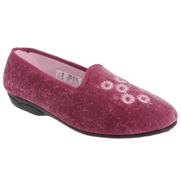 Zedzzz Womens/Ladies Cathy Floral Embroidered Velour Slippers