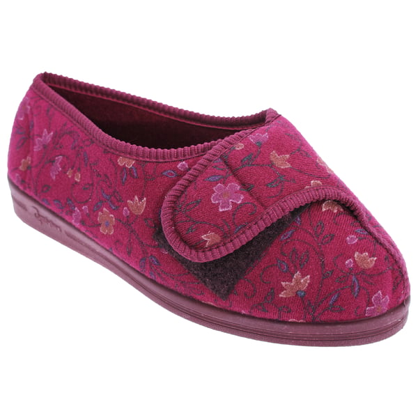 Comfylux Womens/Ladies Davina Floral Superwide Slippers