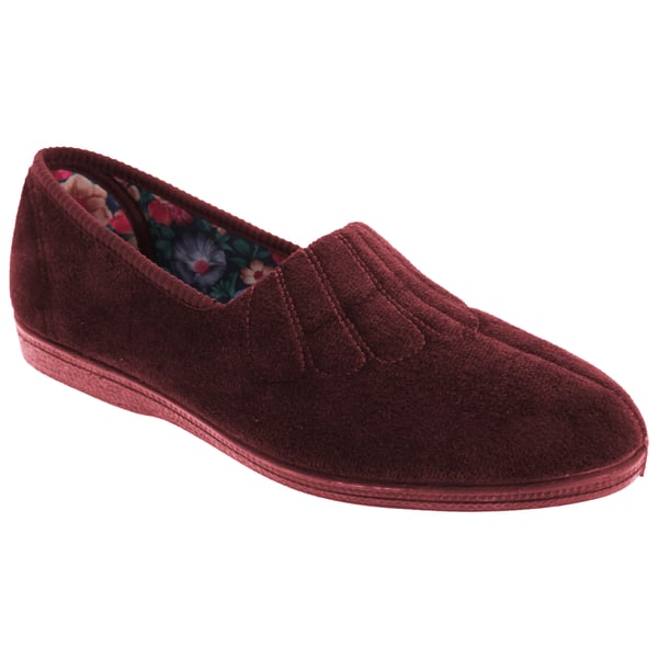 Sleepers Womens/Ladies Fan Stitch Wide Fitting Slippers