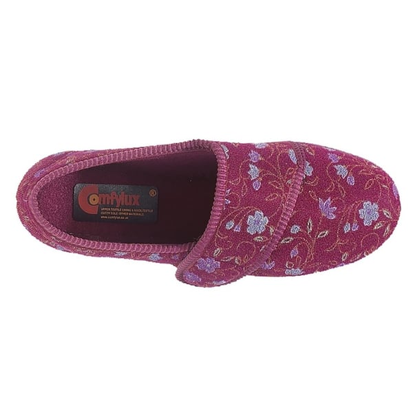 Comfylux Womens/Ladies Sally Floral Side Seam Superwide Slippers