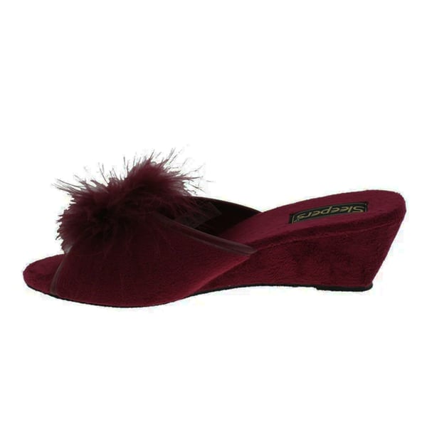 Sleepers Womens/Ladies Anne Jewelled Rosette Boa Mule Slippers