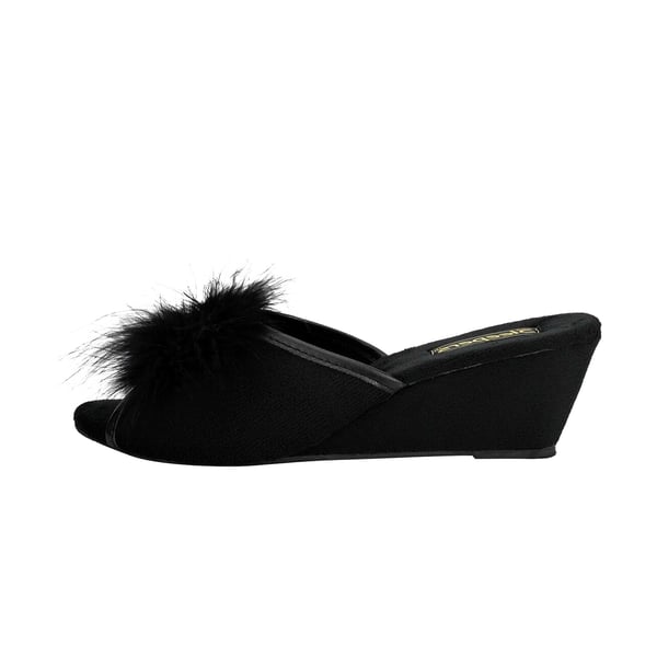 Sleepers Womens/Ladies Anne Jewelled Rosette Boa Mule Slippers