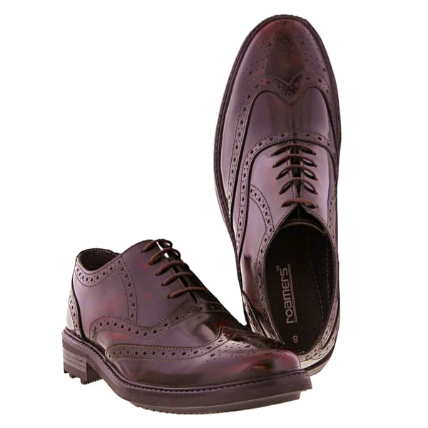 Roamers Mens 5 Eyelet Brogue Oxford Leather Shoes
