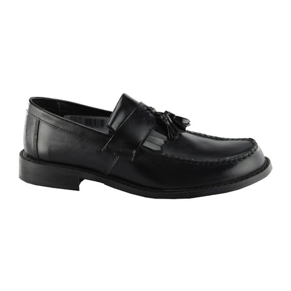 Roamers Mens Toggle Saddle Hi-Shine Leather Loafers