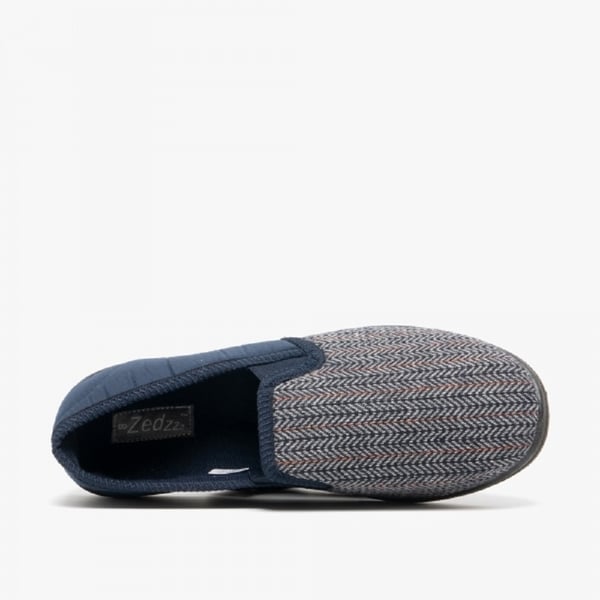Zedzzz Mens Charles Herringbone Felt Gusset Slippers