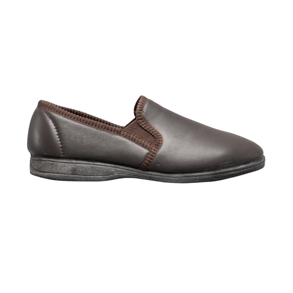 Sleepers Mens Hadley Softie Leather Twin Gusset Slippers