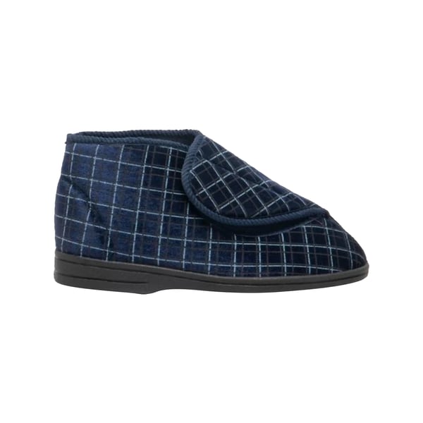 Zedzzz Mens Bertie Check Velour Touch Fastening Bootee Slippers