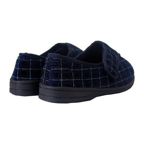 Zedzzz Mens George Touch Fastening Check Velour Slippers
