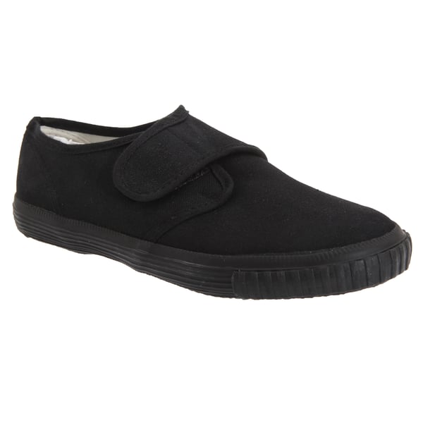 Dek Børn Unisex Junior Touch Fastening Black Canvas Plimsolls til børn Dek Børn Unisex Junior Touch Fastening Black Canvas Plimsolls til børn