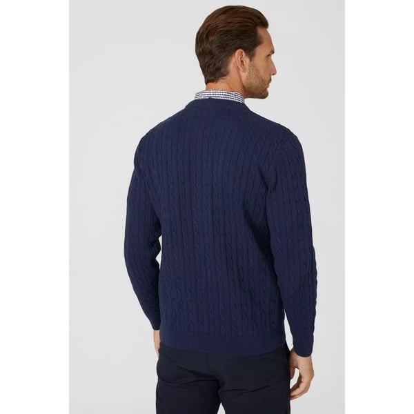 Maine Mens Cable Cotton Crew Neck Sweatshirt