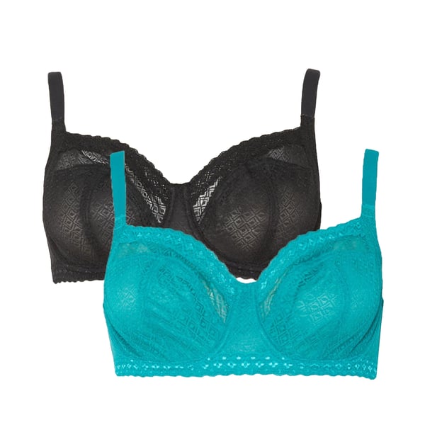 Gorgeous Dame/kvinder Geometrisk mesh-bh uden vattering (pakke med 2)