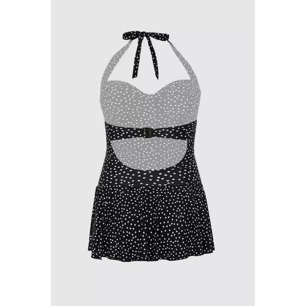 Gorgeous Womens/Ladies Spotted Skirted One Piece Swimsuit