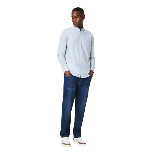 Maine Mens Fine Stripe Oxford Long-Sleeved Shirt