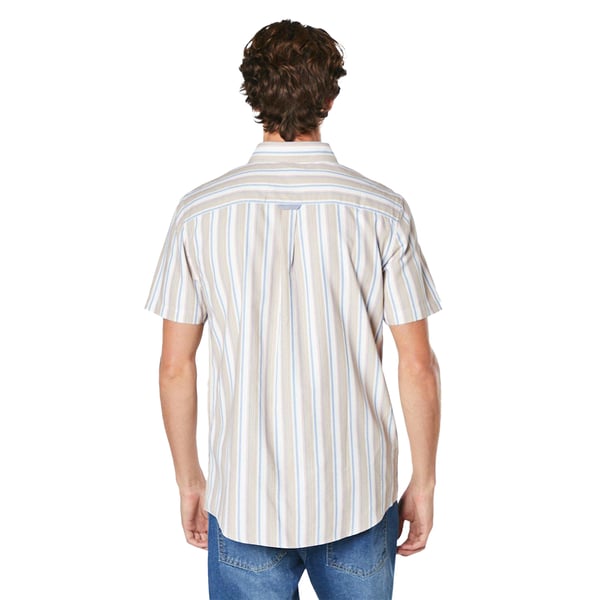 Maine Mens Stripe Oxford Short-Sleeved Shirt